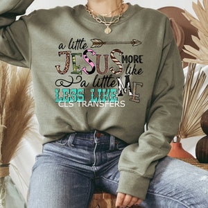 Een beetje meer zoals Jezus, minder zoals ik, Retro Jezus, Jezus DTF, DTF, DTF Print, Ready to Press, Dtf Transfers, Heat Transfer, Dtf transfer