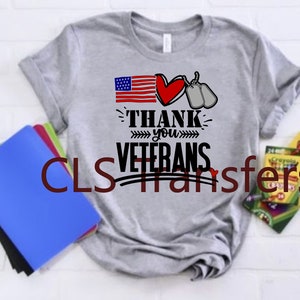 Merci vétérans, patriotique, militaire DTF, américain, impression DTF, prêt à appuyer, transferts Dtf, transfert de chaleur, fierté américaine, vétérans