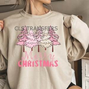 Merry Christmas, Christmas, Pink Christmas, DTF Print, Ready to Press, Dtf Transfer, Heat Transfer, Christmas Trees, Christmas Print, Decor