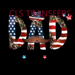 Camo Dad DTF Print: Patriotic American Flag Heat Transfer