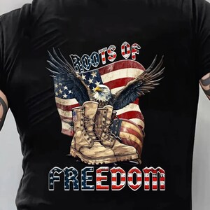 Roots of Freedom DTF Print: Military Boots, Eagle, American Flag