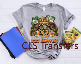Egg Hunter Boy - Camo Easter Bunny DTF Print - Ready to Press