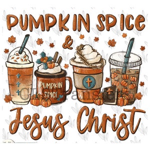Pumpkin Spice Gesù Cristo, Autunno, Pumpkin Spice, Caffè DTF, Design, Stampa DTF, Pronto per la stampa, Trasferimenti DTF, Trasferimento termico, Trasferimento DTF