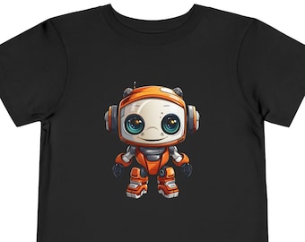 Happy Robot Toddler Short Sleeve Tee, New AI Generation, Digital Kids Shirt, Children's Robot Tee, Cool Robot Shirt, Robot, Birthday Gift