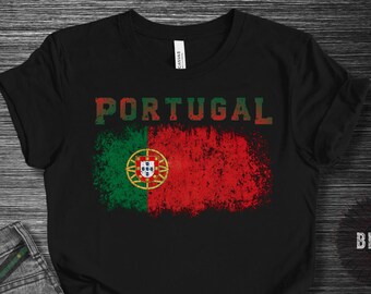 Portugal-Flaggen-Hemd, Vintage PT Pride T-Shirt, beunruhigtes portugiesisches Grafik-T-Shirt, iberisches Reise-Outfit, Geschenk für Erwachsene und Jugendliche