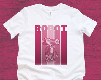 Raspberry Robot Print Tee for Toddlers & Youth, Next Generation Robotic wear, Vintage extended letters robot tee, Futuristic Robot apparel