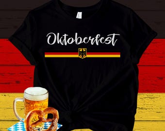 Camiseta com bandeira alemã da Oktoberfest, camiseta da Alemanha com águia preta, traje para o festival da cerveja da Baviera para homens e mulheres