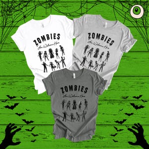 Zombies Are Welcome Here T-Shirt, Creepy Halloween Zombie Graphic Tee, Horror Undead Shirt for Spooky Season, Zombie Party Apparel