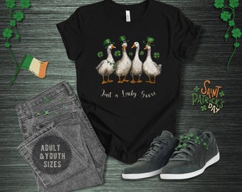Bara en lycklig gås Saint Patricks Day rolig gås-t-shirt för vuxna och ungdomar