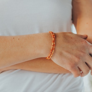 TITON - Warm Copper Browns and Neutral Beaded   Bracelet / Dainty Boho   Bracelet / Double Wrap Stretchy   Bracelet / Bracelet for Women