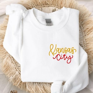 Embroidered Kansas City Unisex Crewneck Sweatshirt | Athletic Sweatshirt | Chiefs Sweatshirt