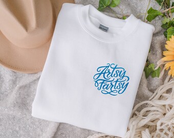 Artsy Fartsy sudadera de cuello redondo unisex bordada / sudadera de artes y manualidades / sudadera divertida / sudadera de profesor de arte