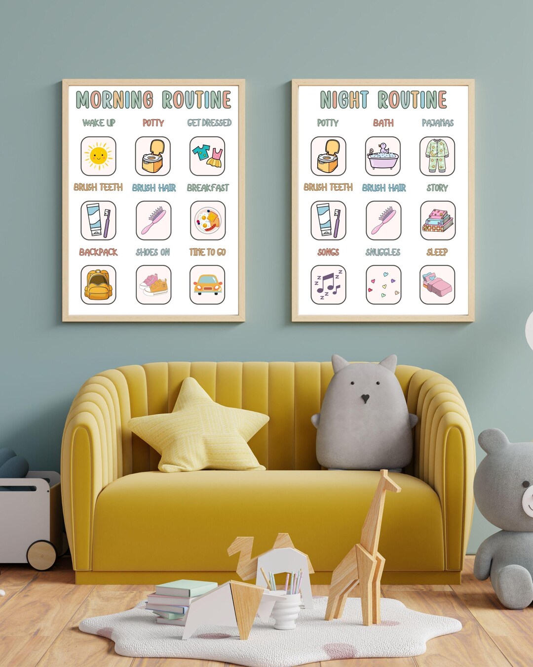 Children's Morning and Night Routine, Kids Routine Chart, Routine ...