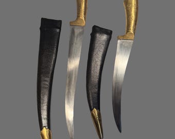 Handmade Sarbloh Khanjar, Sikh Kirpan with Brass Handle