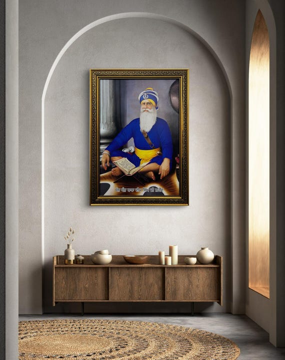 Bm Traders Neem Karoli Baba Beautiful Digital Print Photo In ArtWork Golden Frame  11 X 14 Inch Or 27 94 X 35 56 Cm Religious Gifting