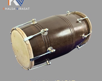 Dholak Matrimoniale Indiano In Legno - Strumento Musicale Tradizionale Con Borsa E Accessori