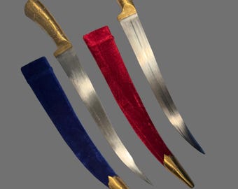 Handmade Sarbloh Khanjar, Sikh Kirpan with Brass Handle