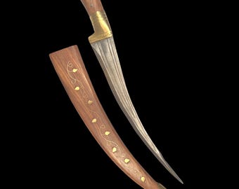 Handmade Sarbloh Pesh Kabz Khanjar, Sikh Kirpan with Wooden Case