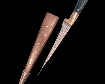 Handmade Sarbloh Pesh Kabz Khanjar, Sikh Kirpan with Wooden Case