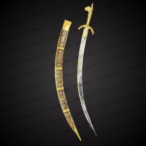 Big Kirpan, Sikh Kirpan Wood and Brass, Sikh Sword, Talvar, Sikh Shastar, Sikh Gift Items,