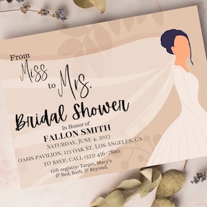 Bridal Shower Invitation Editable Template, Miss to Mrs Bridal Shower Template, Bridal Shower Invitation
