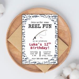 Invitation d'anniversaire de pêche | Invitation à une fête de pêche | Modèle modifiable | Invitation d'anniversaire amusante | Anniversaire adulte | Anniversaire d'adolescent