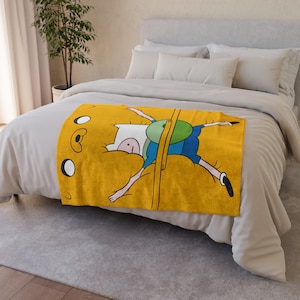 Adventure Time Blanket, Adventure Time Decor, Adventure Time Home Decor, Adventure Time Gifts, Adventure Time Finn, Adventure Time Jake 30'' × 40''