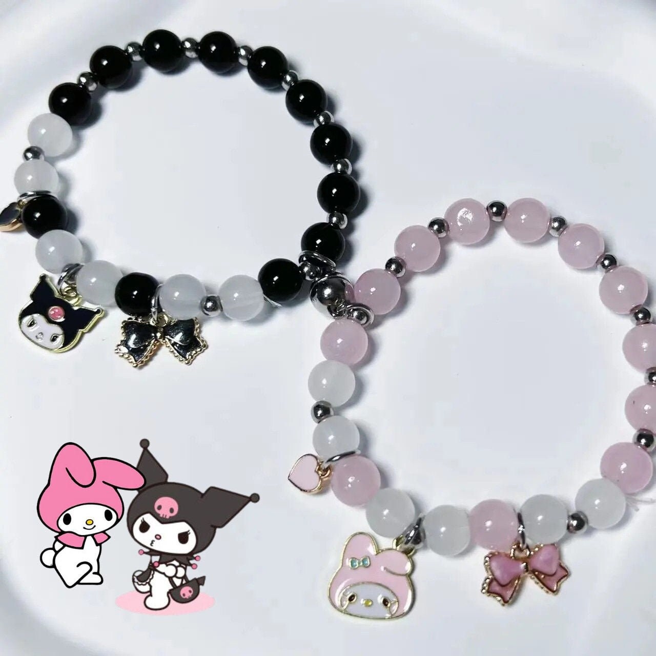 Kuromi and My Melody Matching Beaded Bracelets Jewellery Etsy UK