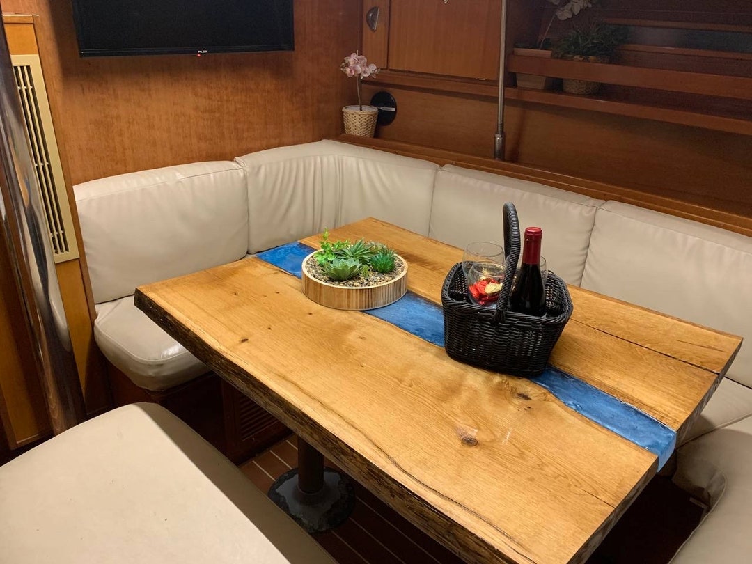 Epoxy Resin Table Top. Teak Table, Marine Boat Yacht Table, Caravan RV