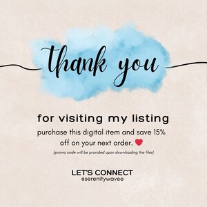 May include: Thank you for visiting my listing. Purchase this digital item and save 15% off on your next order. Promo code will be provided upon downloading the files. Let's connect @serenitywavee