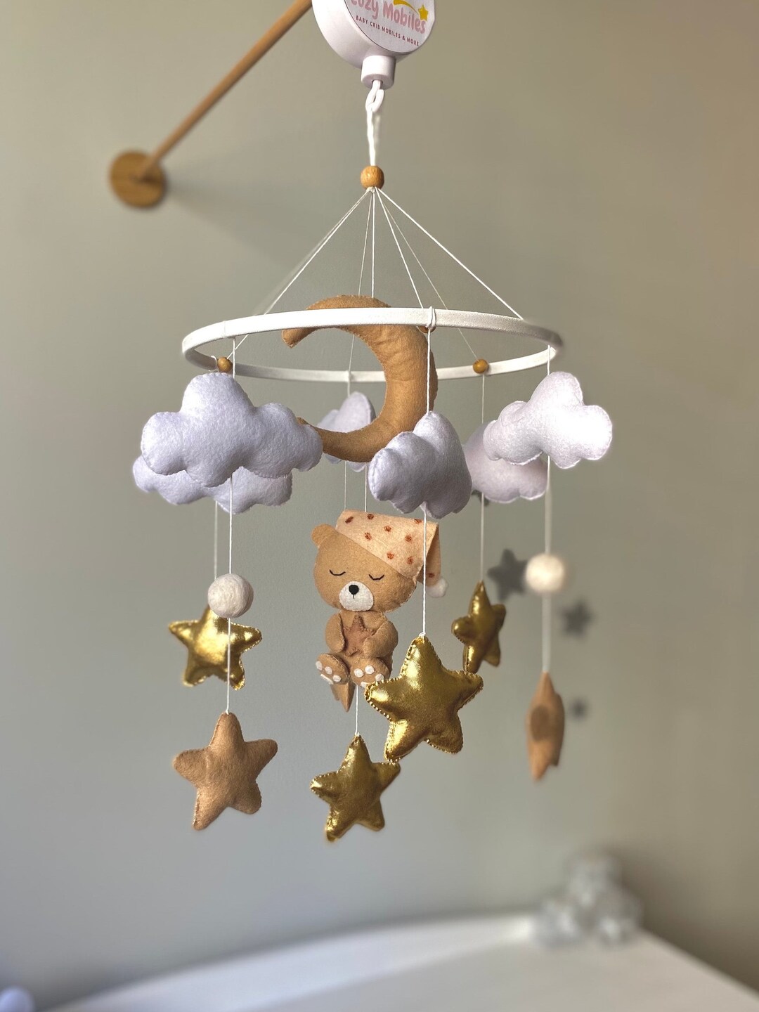 Teddy Bear Mobile Teddy Bear Moon Baby Crib Mobile Baby Etsy