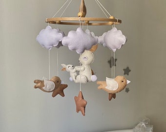 Bunny Mobile, Famille de lapins, mobile de berceau de bébé, bébé mobile garçon, bébé fille mobile, mobile de berceau, décor de pépinière de cadeau de douche de bébé