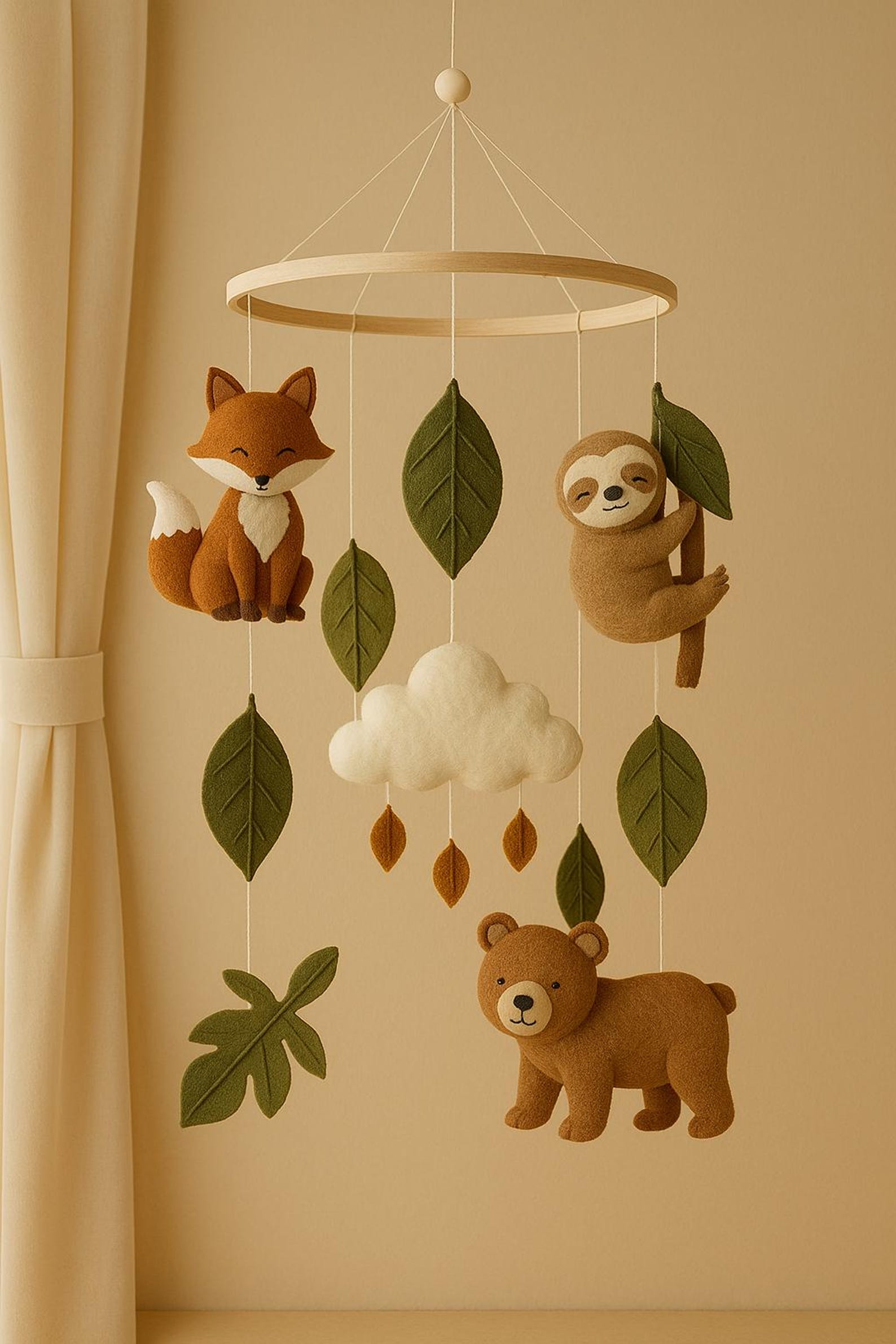 Woodland Animal Baby Mobile - Felt Nursery Crib Mobile With Fox, Bear ...