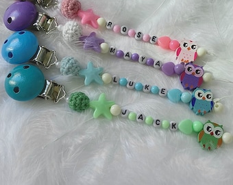 Personalised Dummy Clip, Pacifier Clip, Pacifier Clip With Name, Dummy Clip, Pacifier Holder, Baby Shower Gift, Dummy Clip Girl, Colorful