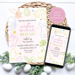 Editable Easter Invitation. Digital Download. Easter Brunch Invite. Easter Egg Hunt Invitation. image 1