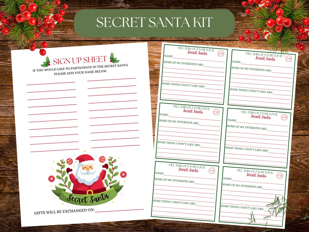Printable Secret Santa Kit. Digital Download. Secret Santa - Etsy