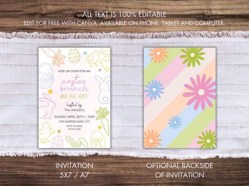 Editable Easter Invitation. Digital Download. Easter Brunch Invite. Easter Egg Hunt Invitation. image 2