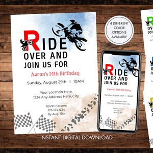 Editable Motocross Birthday Invitation. Digital Download. Dirt Bike Invitation.