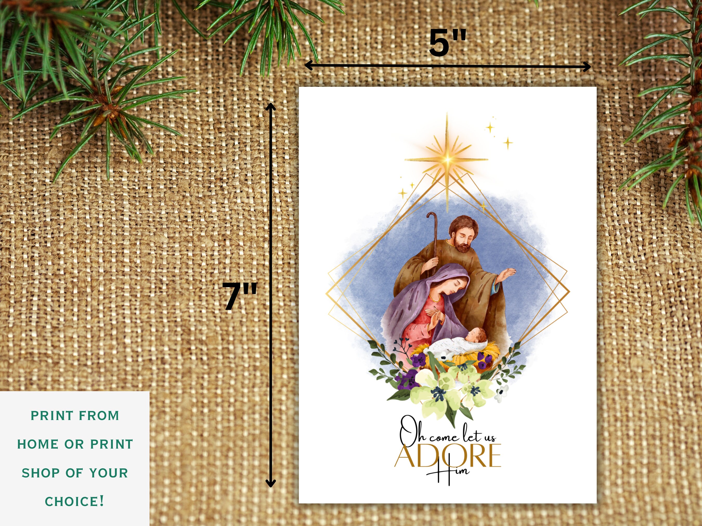 Printable Nativity Christmas Card. Digital Download. Folded - Etsy