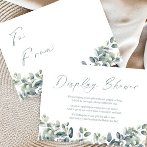 Faire-part cadeau sans emballage, téléchargement immédiat, carte de douche nuptiale, douche d'affichage, carte de clôture, aquarelle de verdure, shower de mariage, LLP3