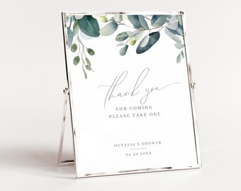 Please Take One Sign Printable Template, Please Take A Favor Sign, Eucalyptus Favor Sign Greenery, Bridal Wedding Shower Favor Sign, LLP70