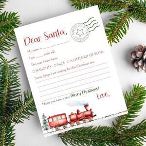 Weihnachtsmann Brief druckbar, Brief an Weihnachtsmann, bearbeitbarer Weihnachtsbrief, Weihnachtswunschliste Zug, Weihnachtswunschbrief, Brief an Nordpol, LLP148