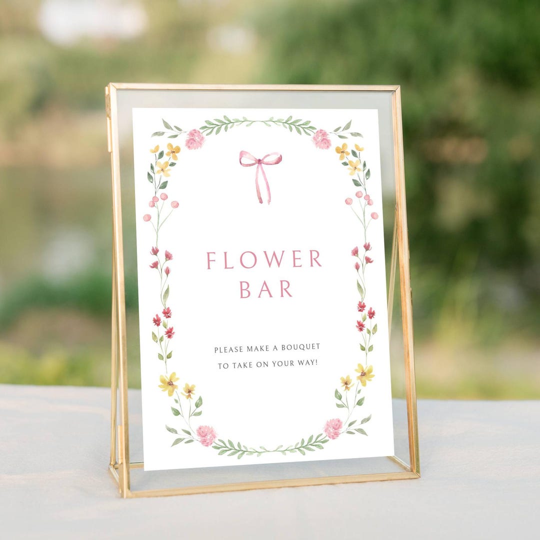 Flower Inn Sign Bloom Bar Favor Station Sign, Flower Bouquet Bar Editable Printable ...