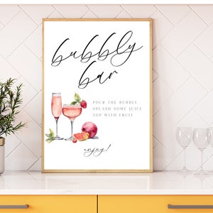 Bubbly Bar Sign, Mimosa Bar Sign Template, Bridal Shower Drink Sign, Instant Download, Wedding Cocktail Sign, Editable Drink Sign, LLP24