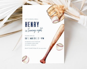Baseball Birthday Invitation Template, Editable Baseball Party Invite, Kids Birthday Digital Download, Sports Themed Birthday, LLP217