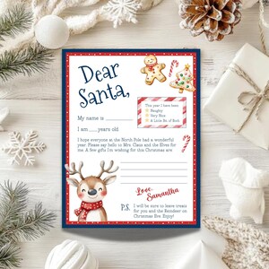 Brief an Santa druckbaren, bearbeitbaren Weihnachtsbrief, Weihnachtswunschlistenbrief, Weihnachtswunschbrief, Brief an Nordpolvorlage, LLP148