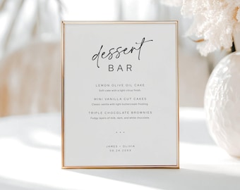 Dessert Bar Menu Minimal Digital Template, Modern Dessert Table Sign Editable, Minimal Sweet Table Instant Download LLP266