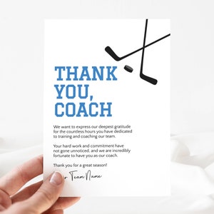 Hockeycoach bedankkaartsjabloon, coach waardering cadeau, bedankkaart hockeycoach, bewerkbare sport bedankje afdrukbaar, LLP112