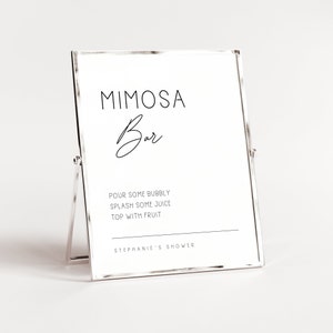Mimosa Bar Sign Minimalist Template, Bubbly Bar Sign Editable, Bridal Shower Drink Sign Instant Download, Wedding Champagne Sign, LLP55