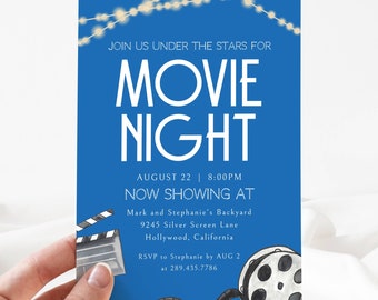 Sjabloon uitnodiging filmavond, achtertuin filmavond, uitnodiging filmfeest bewerkbaar, filmfeest downloaden, filmfeest buiten, LLP101